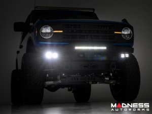 Ford Bronco Front Bumper - High Clearance - 20" Black Series Light Bar & Black Series Amber DRL Cubes Ford Bronco Front Bumper - High Clearance - 20" Black Series Light Bar & Black Series Amber DRL Cubes